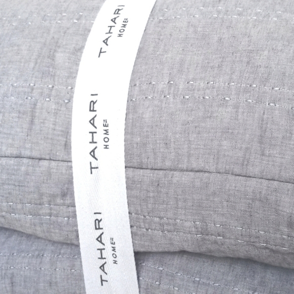 Tahari Home Set of 2 Euro Pillows Shams w Pillow Inserts Chambray Blue Denim - Picture 6 of 9